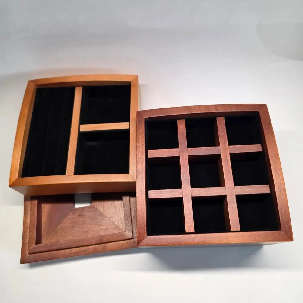 Hold Everything Wooden Valet Jewelry Box Organizer Removable Tray Brown